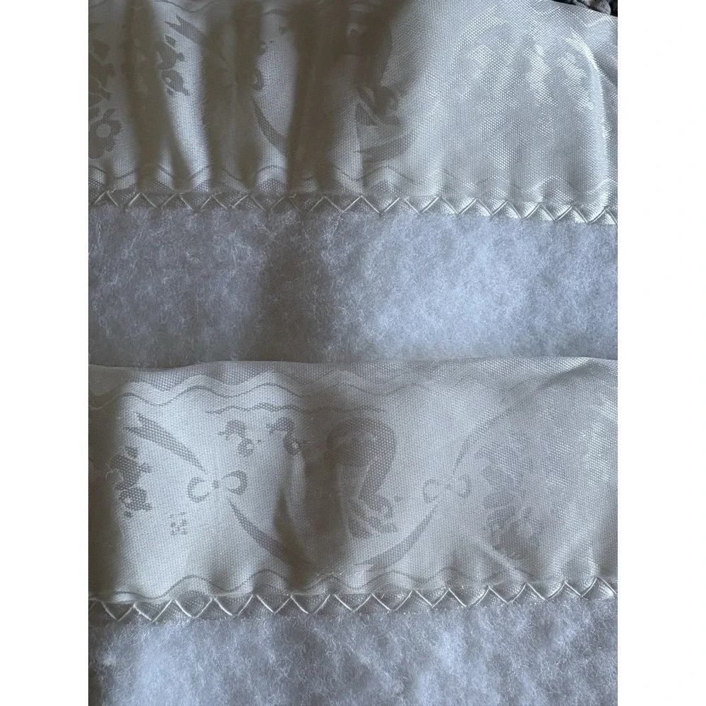 Vintage Quiltex Acrylic White Baby Blanket Satin Lace Trim ducks USA‎ 35x50 NOS